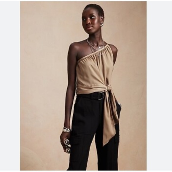 Banana Republic Tops - NWT Banana Republic One Shoulder Silk Top with waist Tie